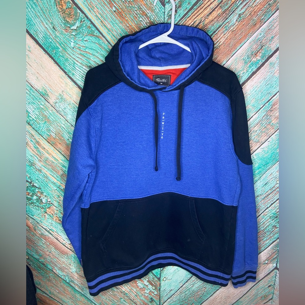 Primitive Skateboarding Blue Color Blocked Cotton Blend Blue & Black Hoodie